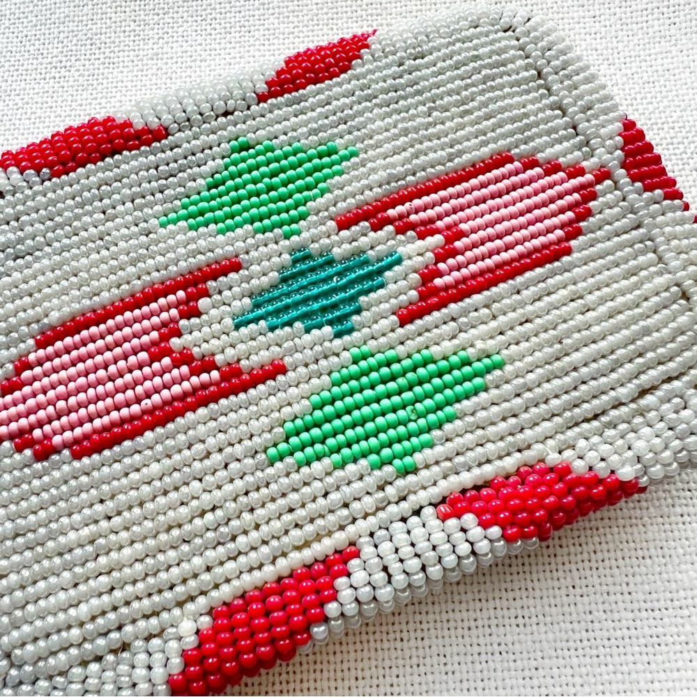 VINTAGE Southwestern Hand Beaded XL Belt Buckle Unisex Western Native